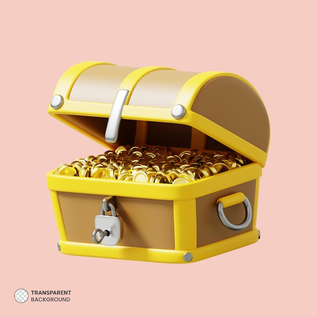 Free PSD treasure chest game asset icon isolated 3d render illustration