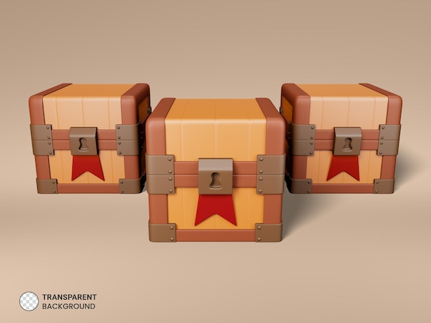 Free PSD treasure chest icon isolated 3d render illustration