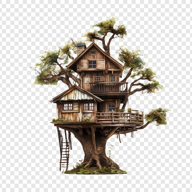 Free PSD treehouse house isolated on transparent background