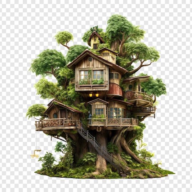 Free PSD treehouse house isolated on transparent background