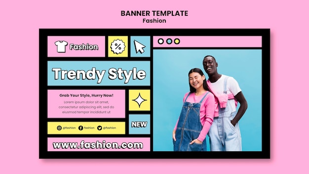 PSD gratuito modello di banner di vendita di moda stile alla moda