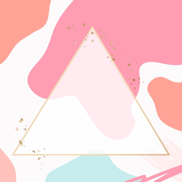 Free PSD triangle gold frame psd in pastel pink memphis style