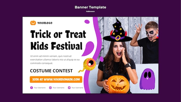 Free PSD trick or treat festival banner template