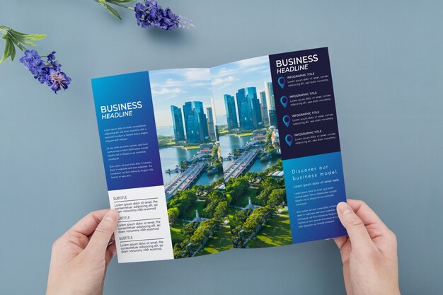 Download Premium Psd Open Trifold Brochure Mockup PSD Mockup Templates