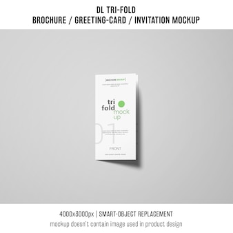 Trifold brochure or invitation mockup on grey background