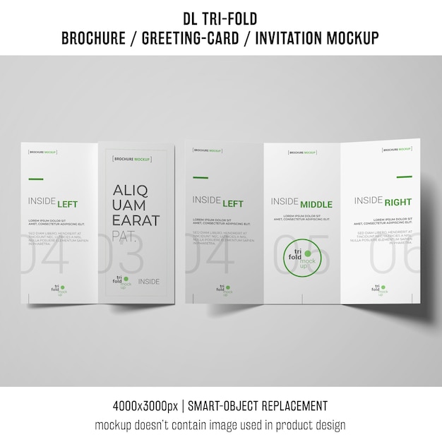 trifold brochure or invitation mockup