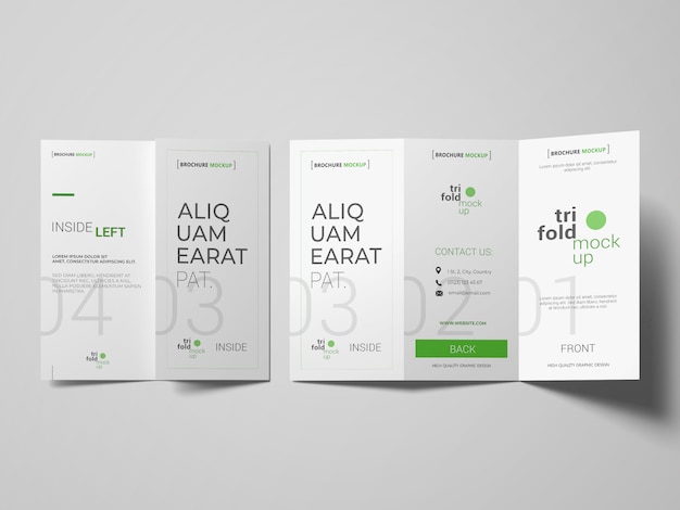 Trifold brochure or invitation mockups