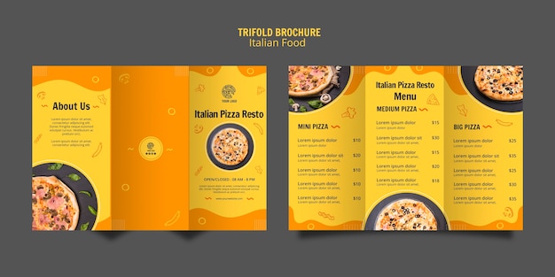 PSD gratuito modello di brochure a tre ante per bistro alimentare italiano