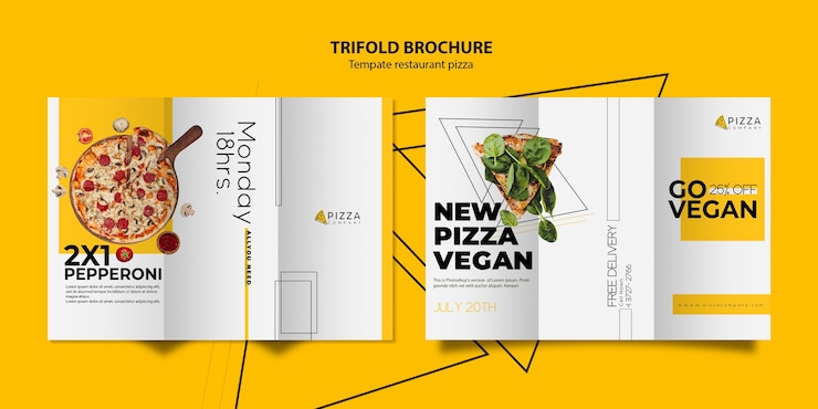 Free PSD trifold brochure template for pizza restaurant