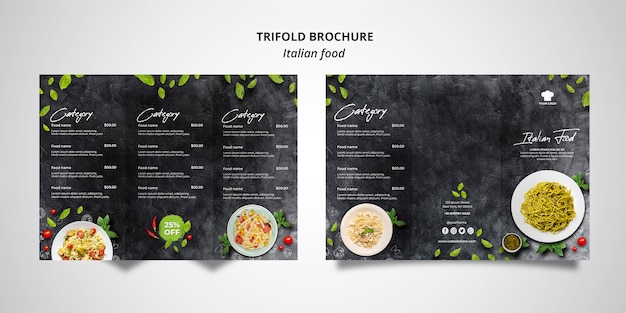 Шаблон брошюры Trifold для ресторана традиционной итальянской кухни