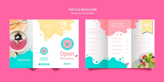 Free PSD trifold smoothie brochures set template