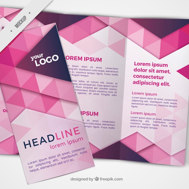 Trifold with pink triangles Free Psd