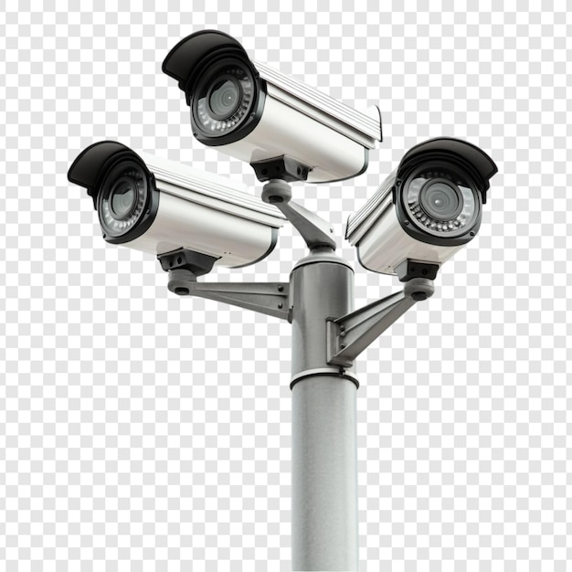 Triple Security Cameras on a Pole HighDefinition Surveillance System