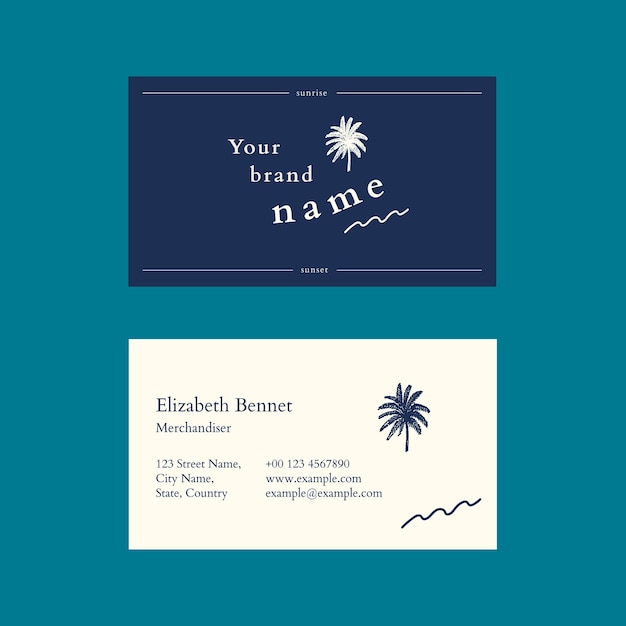 Free PSD tropical business card template psd in blue tone