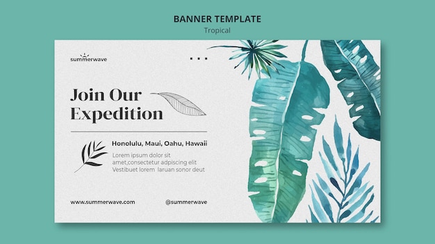 PSD gratuito modello di banner in stile design tropicale