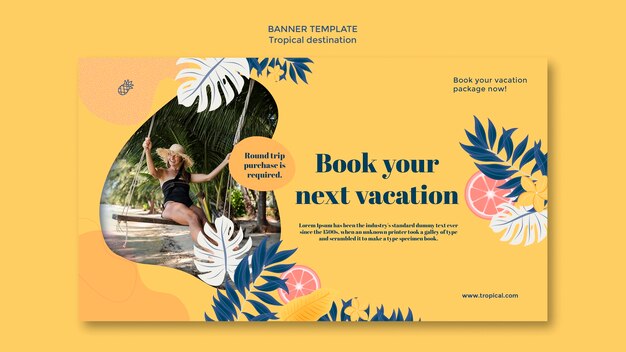 Tropical destination banner template design