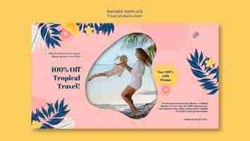 PSD gratuito design del modello di banner di destinazione tropicale