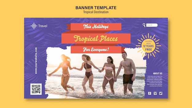 Modello di banner di destinazione tropicale