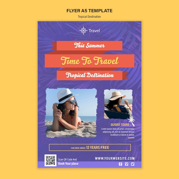 Tropical destination flyer template