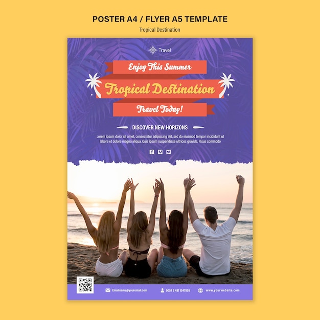 Free PSD tropical destination flyer template