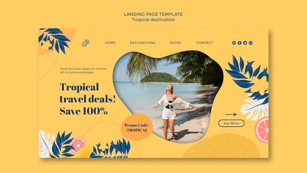 Tropical destination landing page template design