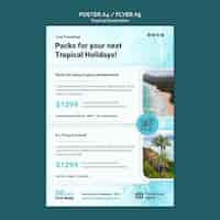 Free PSD tropical destination poster template design