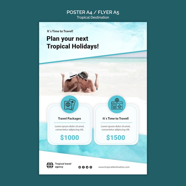 Tropical destination poster template design