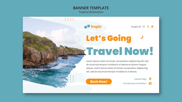 Free PSD tropical destination travel horizontal banner template template