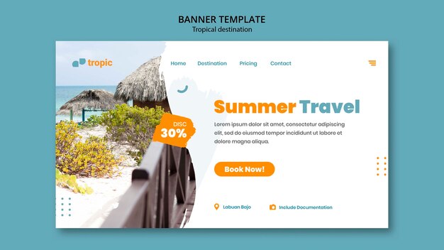 Tropical destination travel landing page template