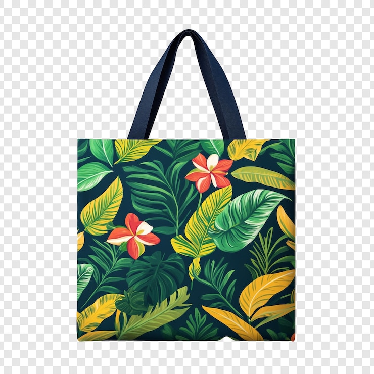 Free PSD tropical floral tote bag summer vibes