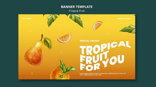 Modello di banner di frutta tropicale