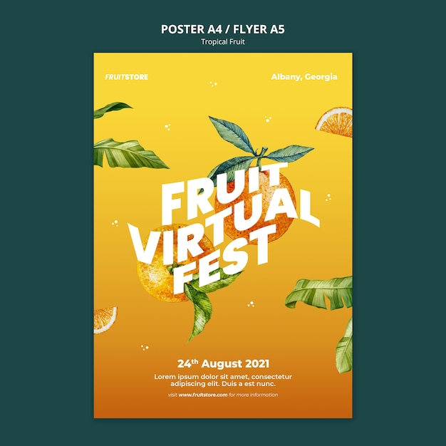 Free PSD tropical fruit poster template