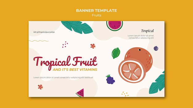 Modello di banner di frutti tropicali