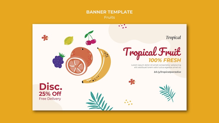 Free PSD tropical fruits banner template