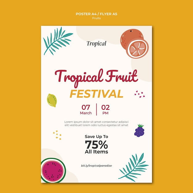 Modello di poster di frutti tropicali