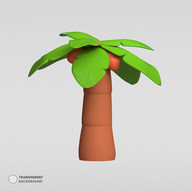 Бесплатный PSD Иконка дерева тропического острова изолированная 3d иллюстрация рендеринга