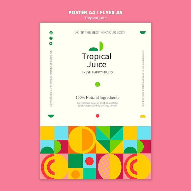 Free PSD tropical juice poster template