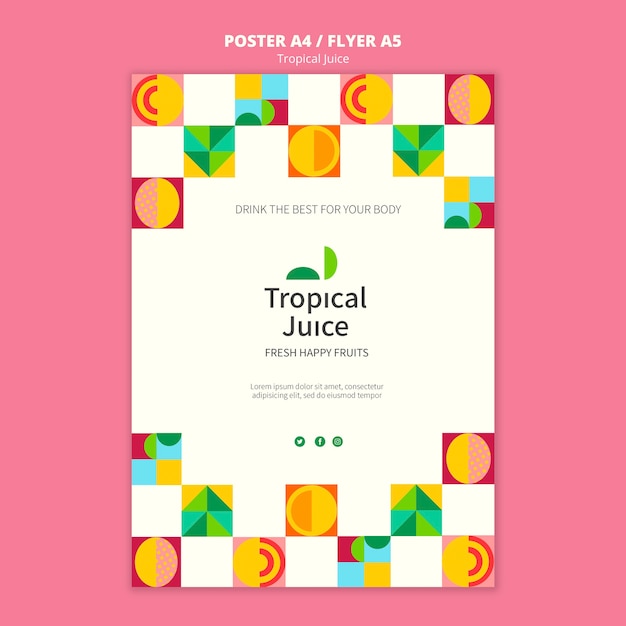 Modello di poster di succo tropicale