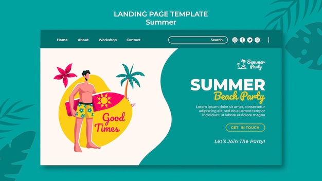 Free PSD tropical summer party landing page