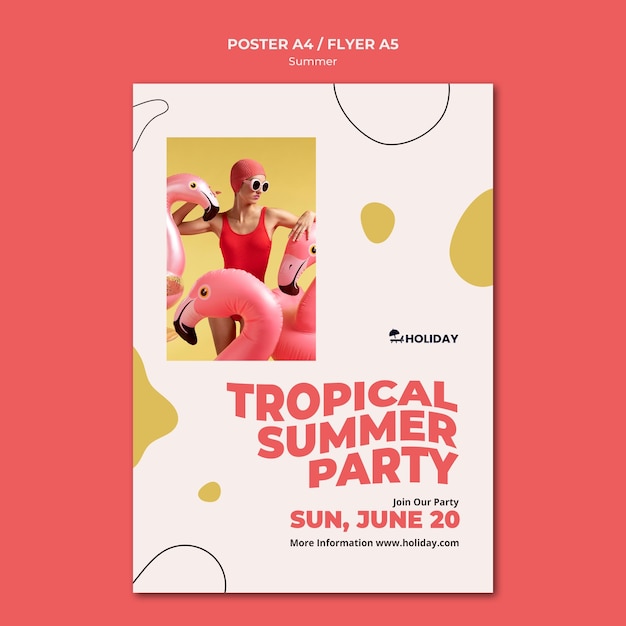 Tropical summer party poster template