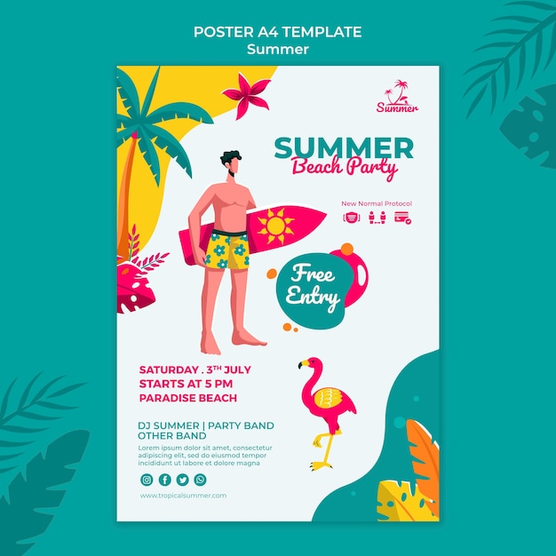 Free PSD tropical summer party print template