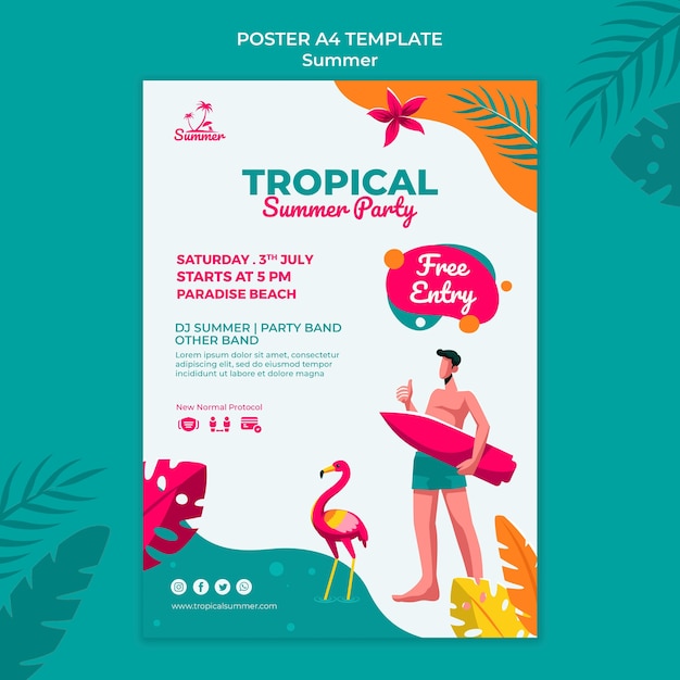 Tropical summer party print template