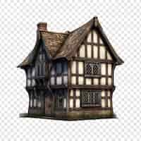 Free PSD tudor house isolated on transparent background