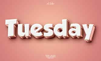 Free PSD tuesday 3d editable text effect