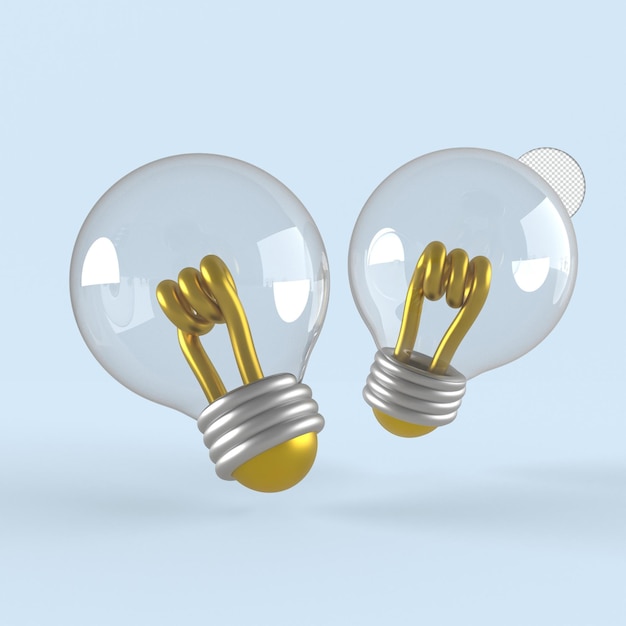 Free PSD tungsten electric bulb idea icon isolated 3d render illustration