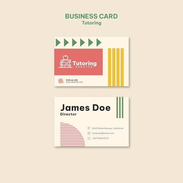 Free PSD tutoring service business card template