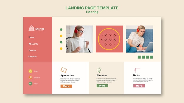 Free PSD tutoring service landing page template