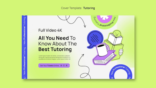 PSD gratuito template di copertina del servizio di tutoraggio youtube