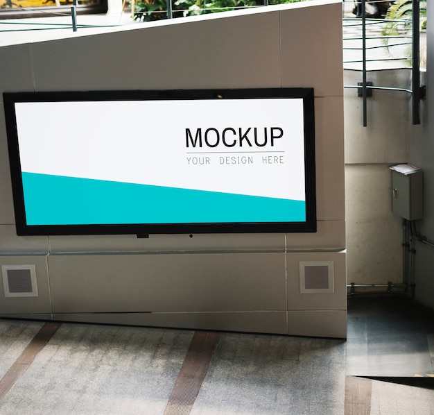 Tv screen mockup at walkway