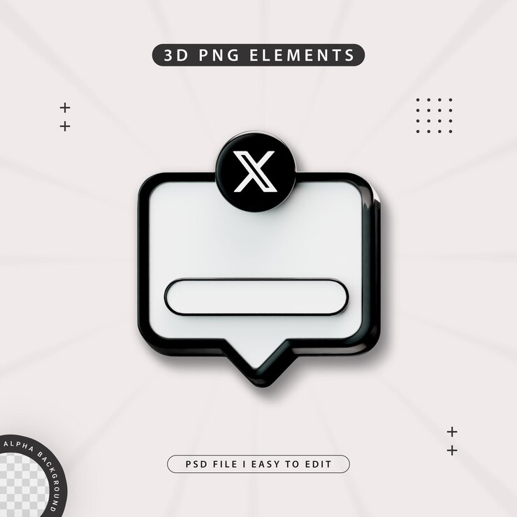 Free PSD twitter follow us banner element icon isolated 3d render
